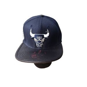 Pro Standard  Navy‎ Blue Chicago Bulls Gator Leathet Visor Strapback Hat Cap